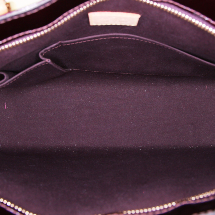 Borsa a spalla Louis Vuitton Brentwood in pelle monogram con stampa bordeaux e pelle naturale - Detail D2