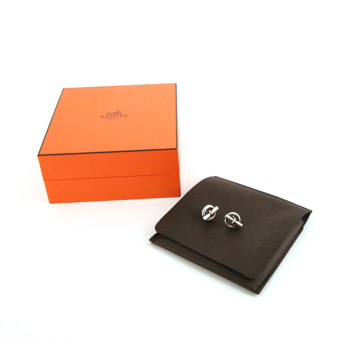 Hermes Chaine d'Ancre small earrings in silver - Detail D2