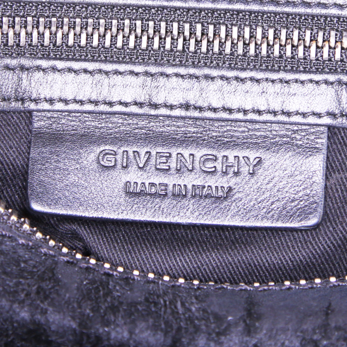 Borsa a tracolla Givenchy Pandora in pelle nera e puledro nero - Detail D4