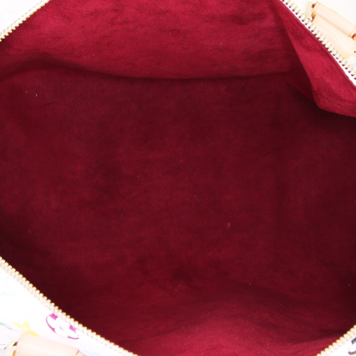 Borsa weekend Louis Vuitton Keepall Editions Limitées in tela monogram multicolore bianca - Detail D2