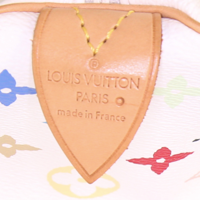 Borsa weekend Louis Vuitton Keepall Editions Limitées in tela monogram multicolore bianca - Detail D3