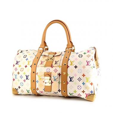 Bolso de fin de semana Louis Vuitton Keepall Editions Limitées en lona Monogram multicolor blanca