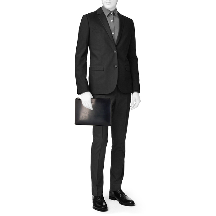 Pochette Berluti en cuir bleu - Detail D1