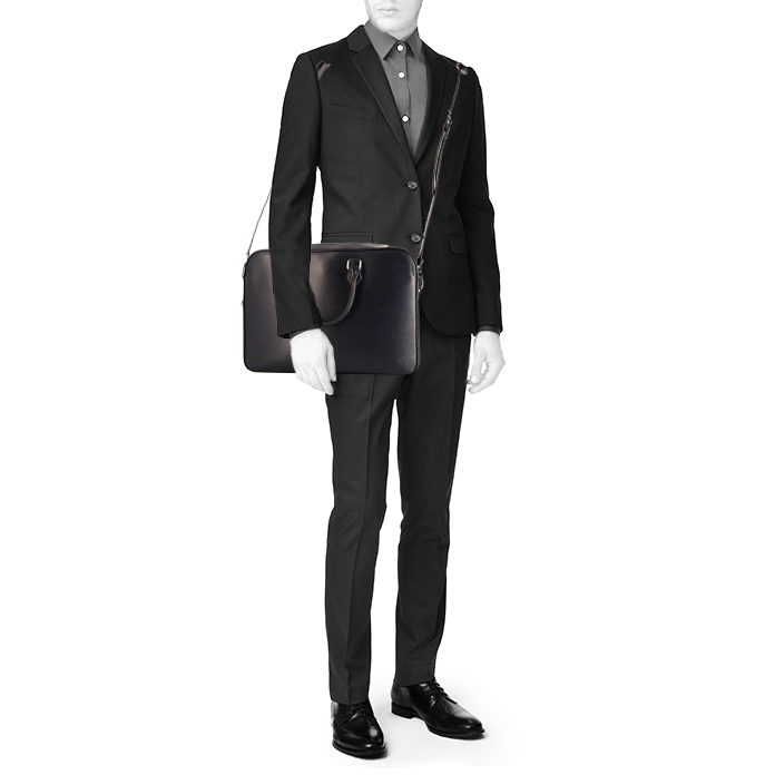 Porta-documentos Louis Vuitton Dandy modelo mediano en cuero Epi azul marino - Detail D2