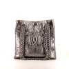 Chanel Grand Shopping handbag in silver leather - 360 thumbnail