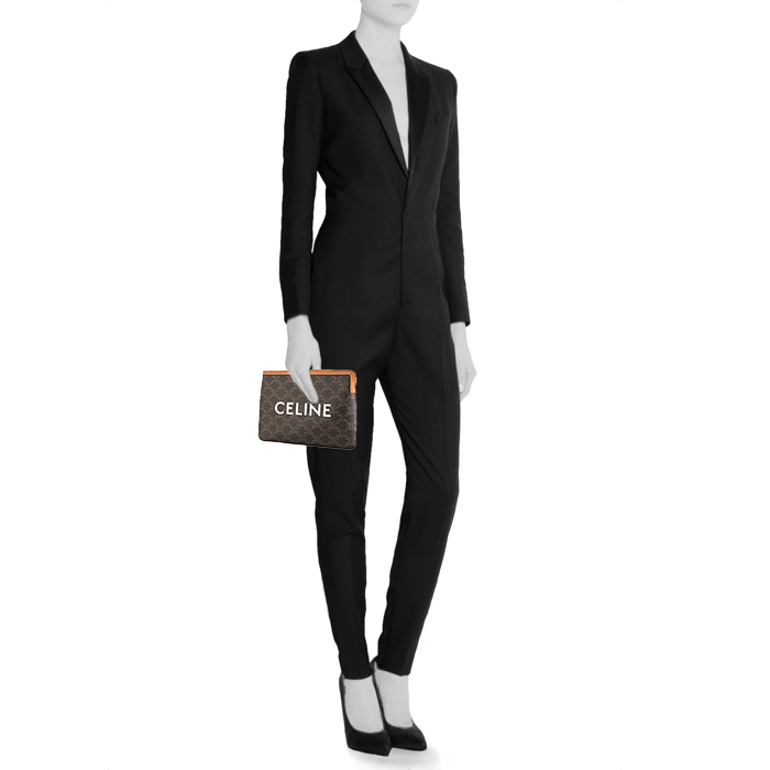 【 CELINE 】ブラウンパターンポーチ ブラウン 六角形パターン ポーチ セリーヌ - バッグオンライン