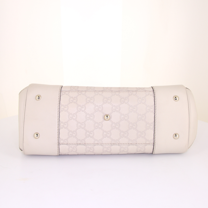 Sac cabas Gucci Princy en cuir monogram empreinte crème - Detail D4