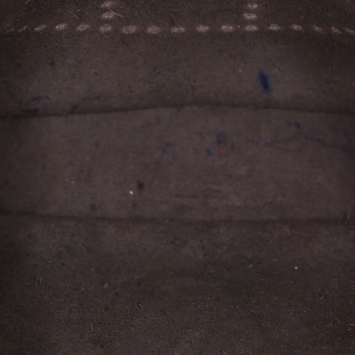 Sac bandoulière Hermès Mini Evelyne en cuir togo étoupe et toile rouge - Detail D2