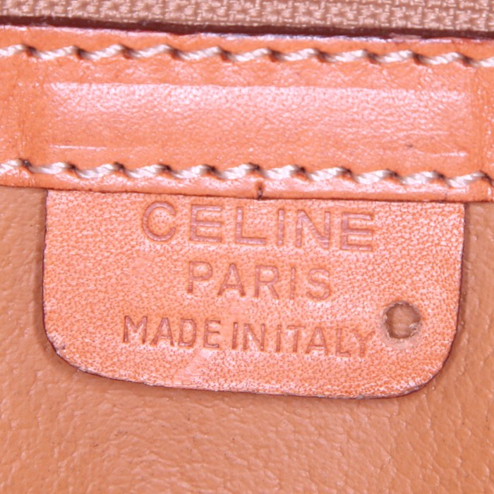 Pochette Celine Vintage in tela monogram marrone e pelle naturale - Detail D3