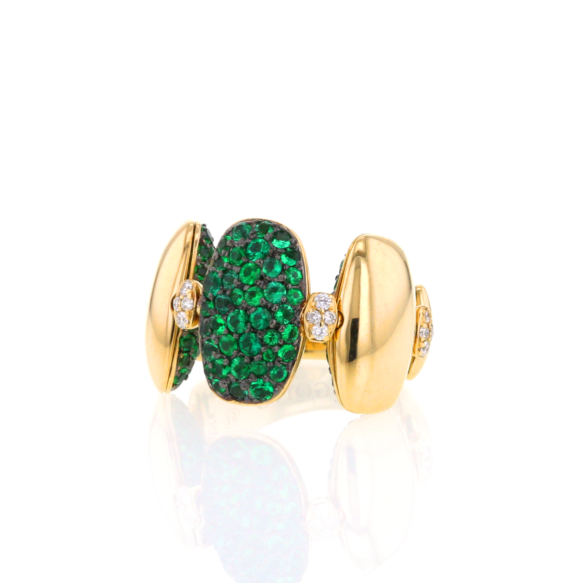 Anello mobile De Grisogono Zucchero in oro giallo, diamanti e Tsavorite - Detail D3