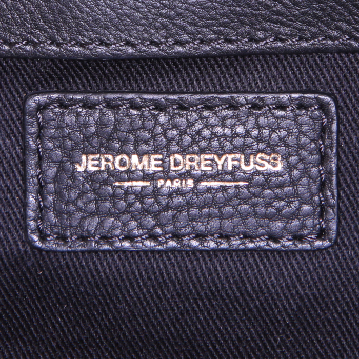 Jerome Dreyfuss Emile shoulder bag in black suede and black leather - Detail D4