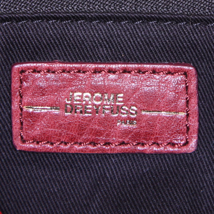 Jerome Dreyfuss shoulder bag in burgundy grained leather - Detail D4