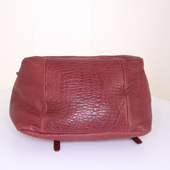 Jerome Dreyfuss shoulder bag in burgundy grained leather - Detail D5