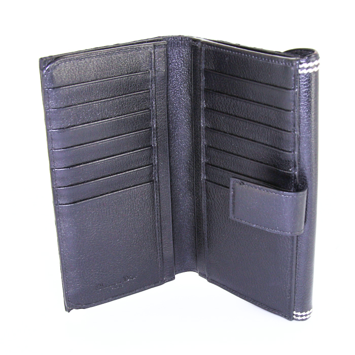 Portefeuille Dior Saddle en toile monogram noire et cuir noir - Detail D3