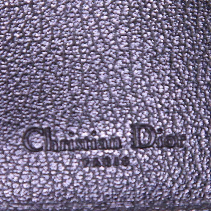 Portefeuille Dior Saddle en toile monogram noire et cuir noir - Detail D4