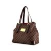 Shopping bag Louis Vuitton Hampstead in tela a scacchi ebana e pelle lucida marrone - 00pp thumbnail