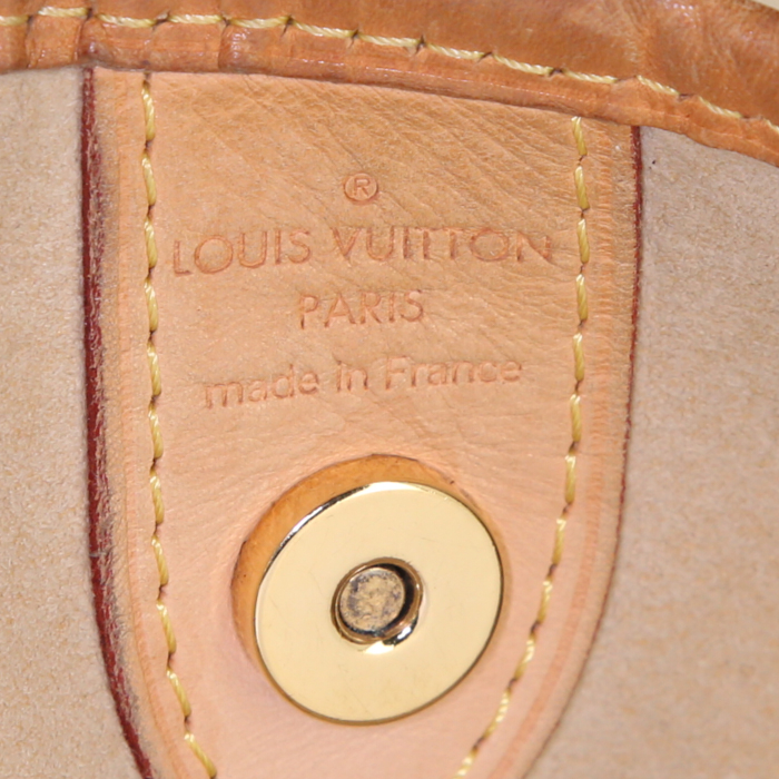 Bolso de mano Louis Vuitton Galliera modelo mediano en lona a cuadros azul celeste y cuero natural - Detail D3