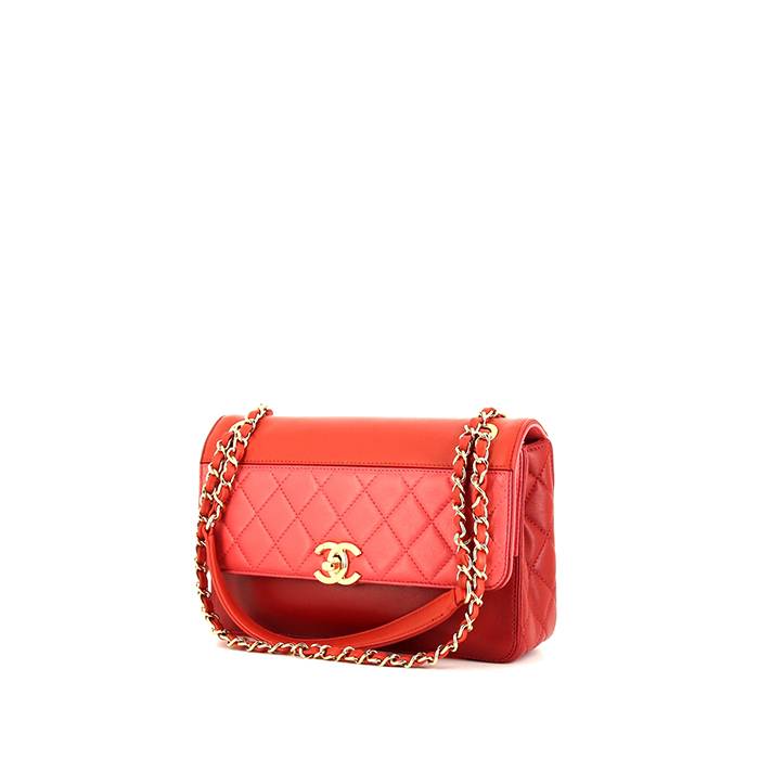 Réplica Bolsa De Mano Chanel Roja Con Correa Dorado Usada