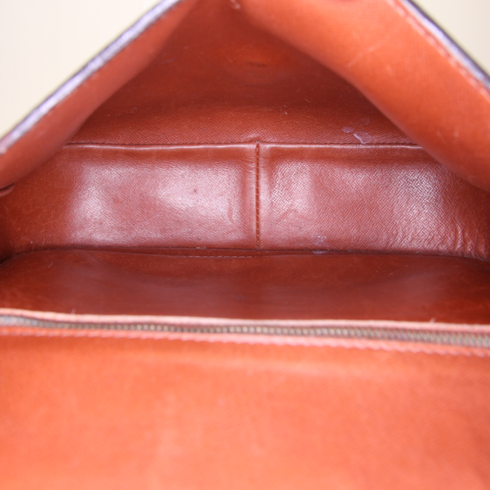 Sac bandoulière Louis Vuitton Saint Cloud en toile monogram enduite marron et cuir naturel - Detail D2