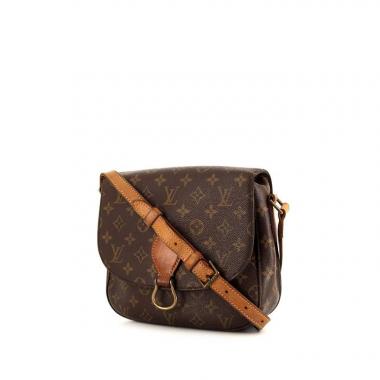 Borsa a tracolla Louis Vuitton Saint Cloud in tela monogram cerata marrone e pelle naturale