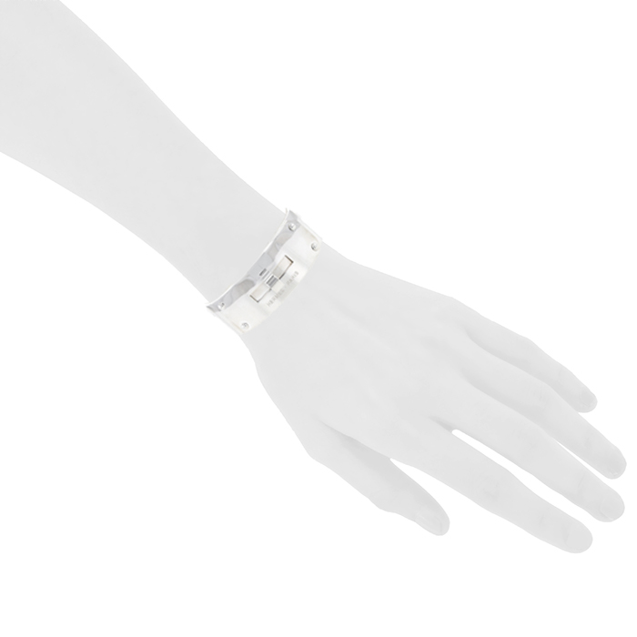 Brazalete que se puede abrir Hermes Kelly talla L en plata - Detail D1