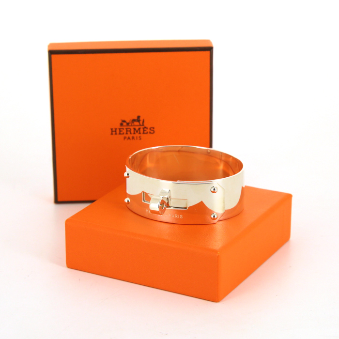 Brazalete que se puede abrir Hermes Kelly talla L en plata - Detail D2