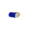 Bague Vintage en or jaune 14 carats,  lapis-lazuli et diamants - 00pp thumbnail