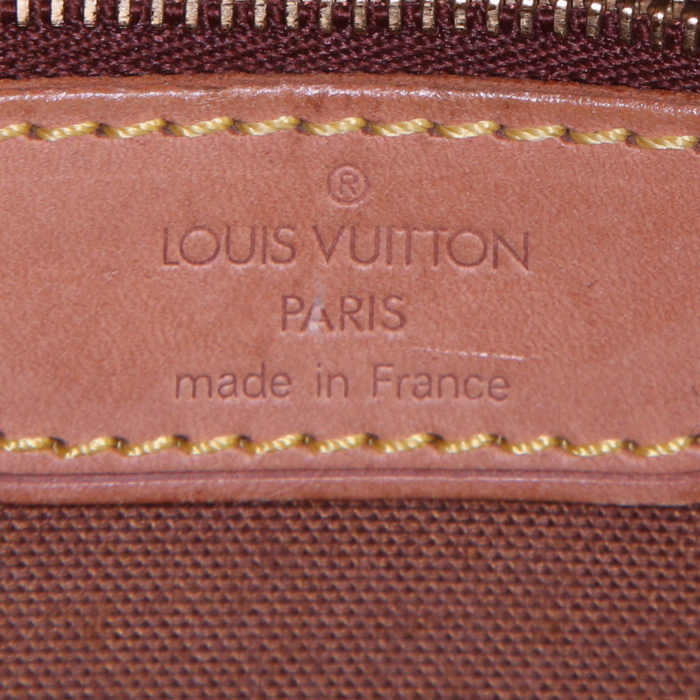 Borsa a tracolla Louis Vuitton Gibecière in tela monogram cerata marrone e pelle naturale - Detail D3