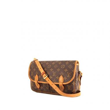 Borsa a tracolla Louis Vuitton Gibecière in tela monogram cerata marrone e pelle naturale