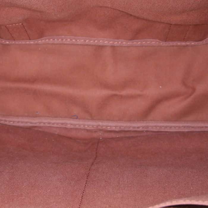 Bolso bandolera Louis Vuitton Saumur modelo grande en lona Monogram revestida marrón y cuero natural - Detail D2