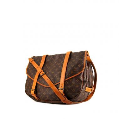 Bolso bandolera Louis Vuitton Saumur modelo grande en lona Monogram revestida marrón y cuero natural