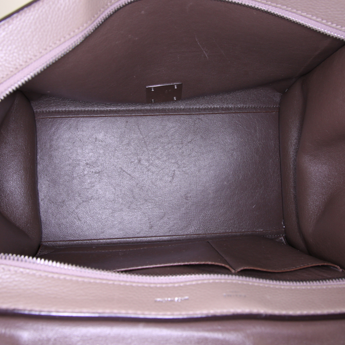 Bolso de mano Celine Trapeze modelo mediano en cuero gris y ante gris - Detail D3