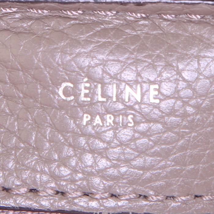 Celine Trapeze medium model handbag in grey leather and grey suede - Detail D4