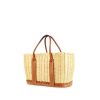Hermes Garden shopping bag in natural wicker and gold Barenia leather - 00pp thumbnail