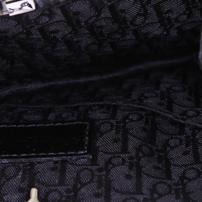 Bolso de mano Dior Saddle mini en lona negra - Detail D2