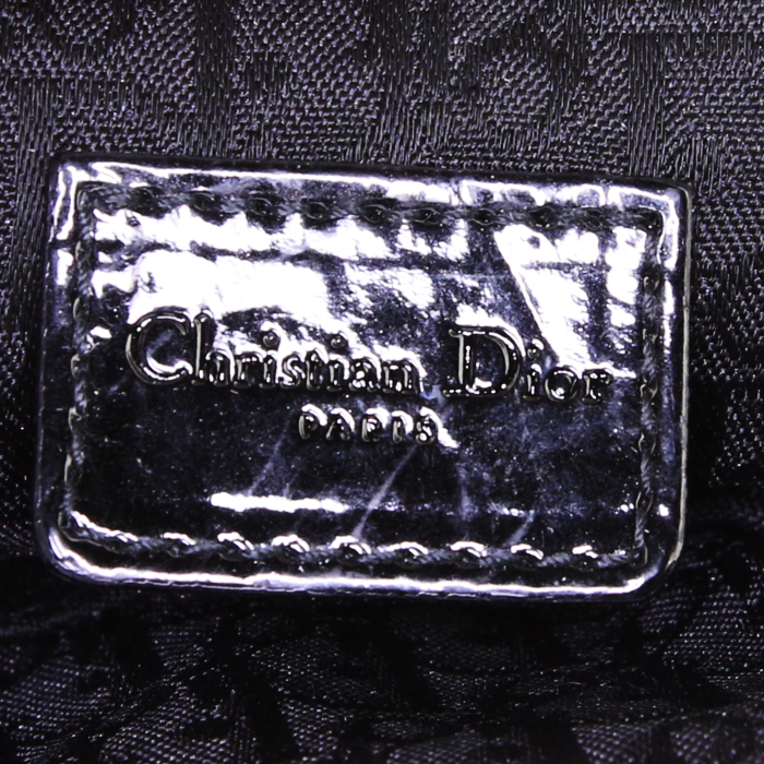 Bolso de mano Dior Saddle mini en lona negra - Detail D3