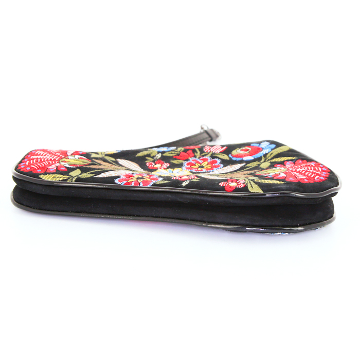 Borsa Dior Saddle mini in tela nera a fiori - Detail D4