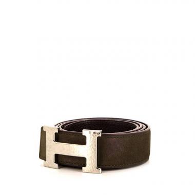 Ceinture Hermès Ceinture H en daim vert-kaki