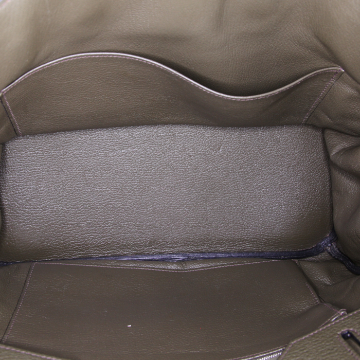 Hermes Birkin 35 cm handbag in green Canopée leather taurillon clémence - Detail D2