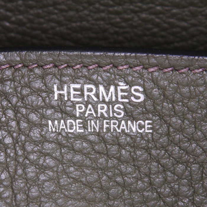 Hermes Birkin 35 cm handbag in green Canopée leather taurillon clémence - Detail D3