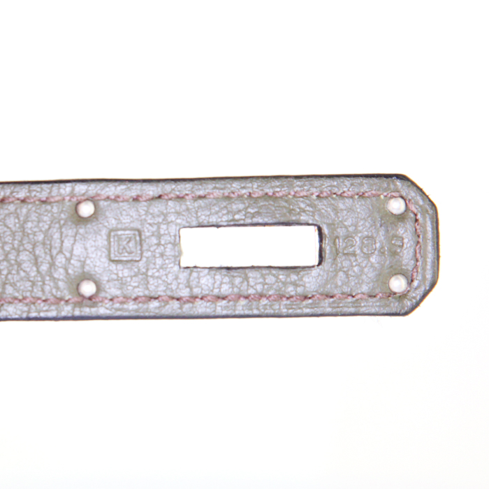 Sac à main Hermes Birkin 35 cm en cuir taurillon clémence vert Canopée - Detail D4