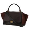 Celine  Trapeze medium model  handbag  in chocolate brown, black and dark brown tricolor  leather - 00pp thumbnail
