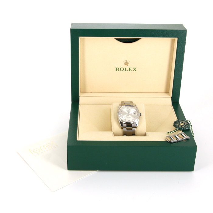 Reloj Rolex Oyster Perpetual Date de oro blanco y acero Ref :  115234 Circa  2017 - Detail D2