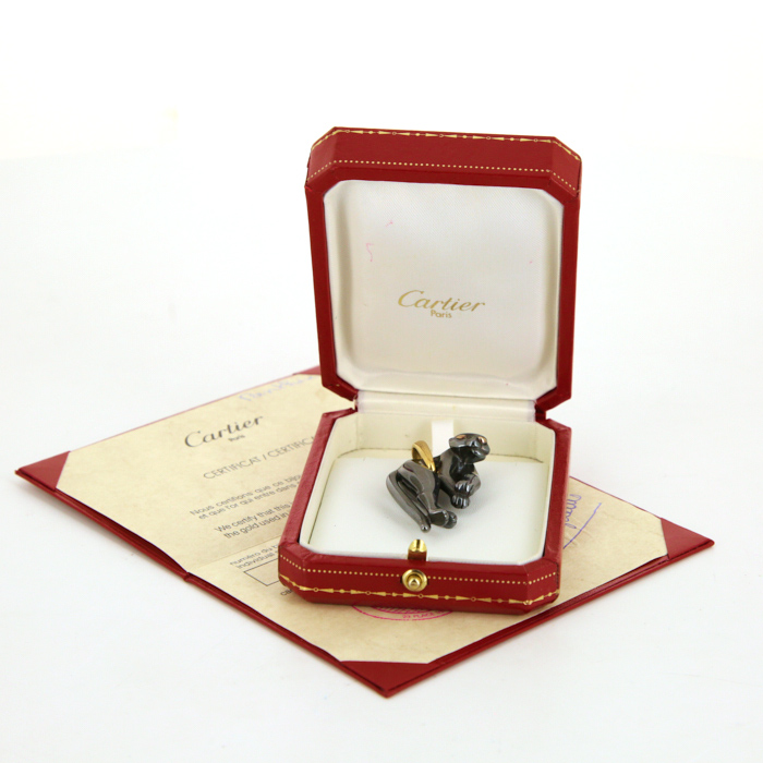 Pendentif Cartier Panthère en or jaune et argent - Detail D2