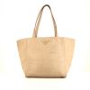 Prada shopping bag in beige leather - 360 thumbnail
