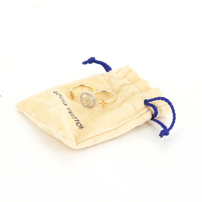 Sortija abierta Louis Vuitton Double Idylle Blossom en oro amarillo, oro rosa y oro blanco y en diamantes - Detail D2