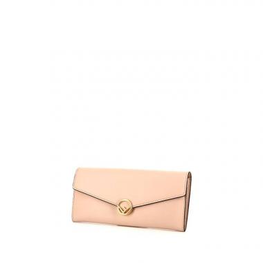 Fendi Kan I continental wallet in varnished pink leather