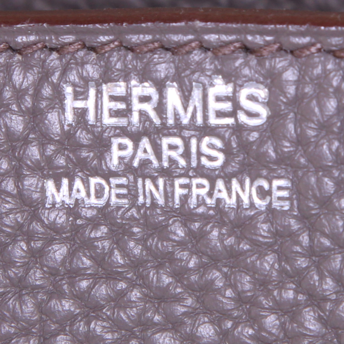 Sac à main Hermes Birkin 35 cm en cuir togo gris étain - Detail D3