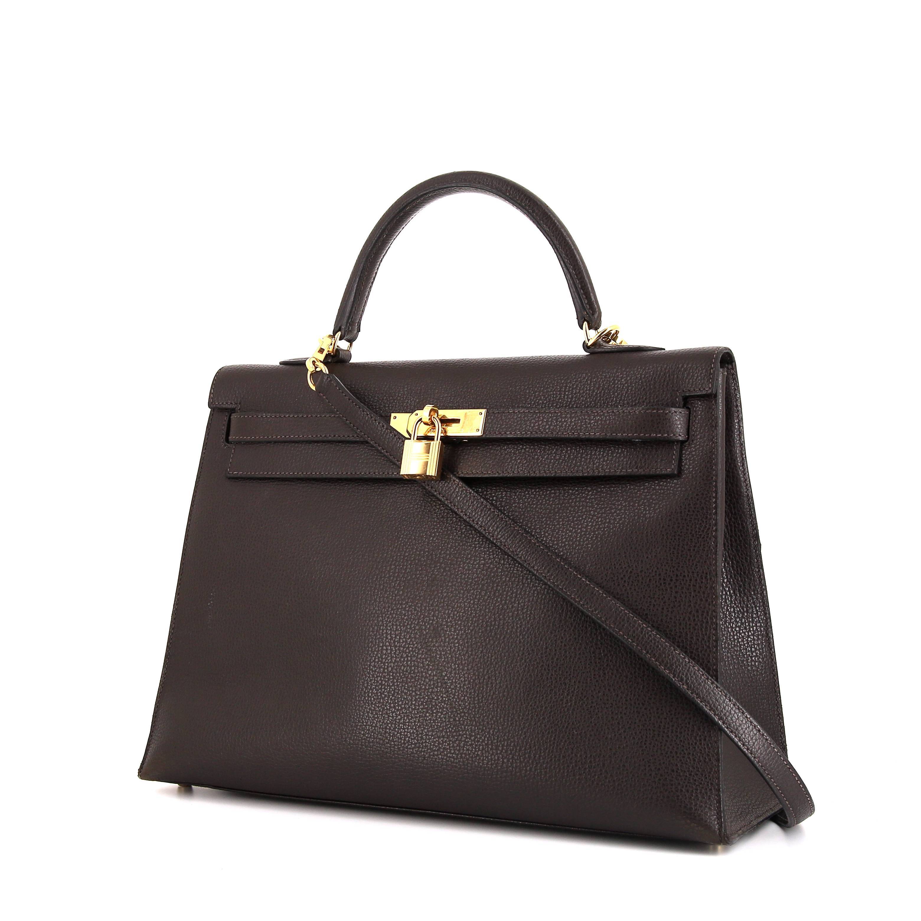 Hermes Kelly Bag Togo Leather Gold Hardware In Black