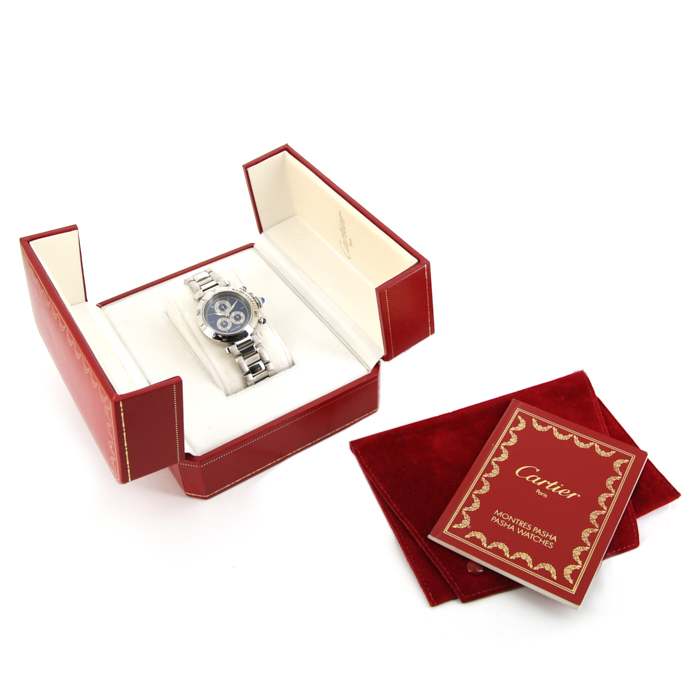 Montre Cartier Pasha Chrono en acier Ref : 1352 Vers 2000 - Detail D2